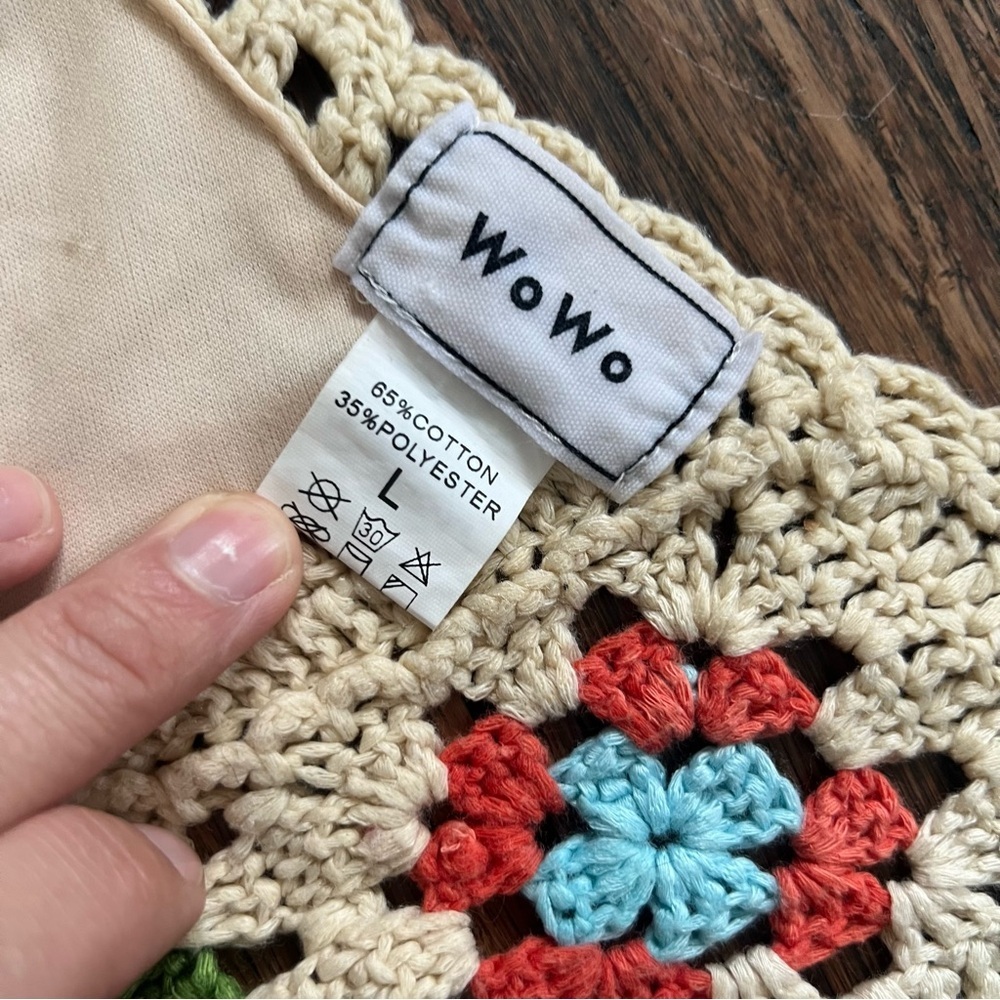 WoWo Crochet Knit Bralette Halter Granny Square Festival Tank Bra Large Top - Picture 6 of 8